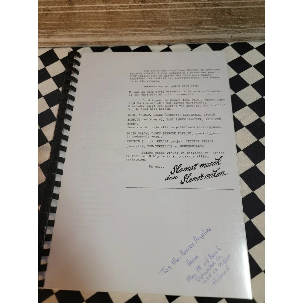 Vintage Dutch Indonesian Chinese Recipe Cookbook Spiral Bound Handwritten...